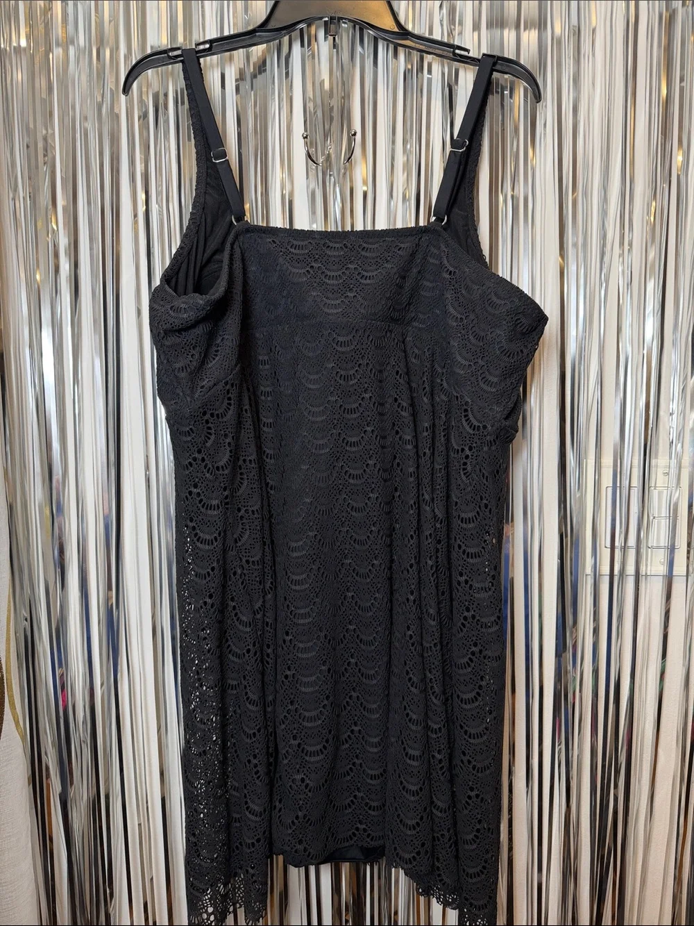 Swim Solutions Black Lace One-Piece Swimdress 24W NEW - Picture 5 of 7